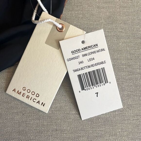 Good American 7 4X Tanga Bikini Bottom Leopard Hi Cut Reversible Adjustable NWT - Picture 6 of 7